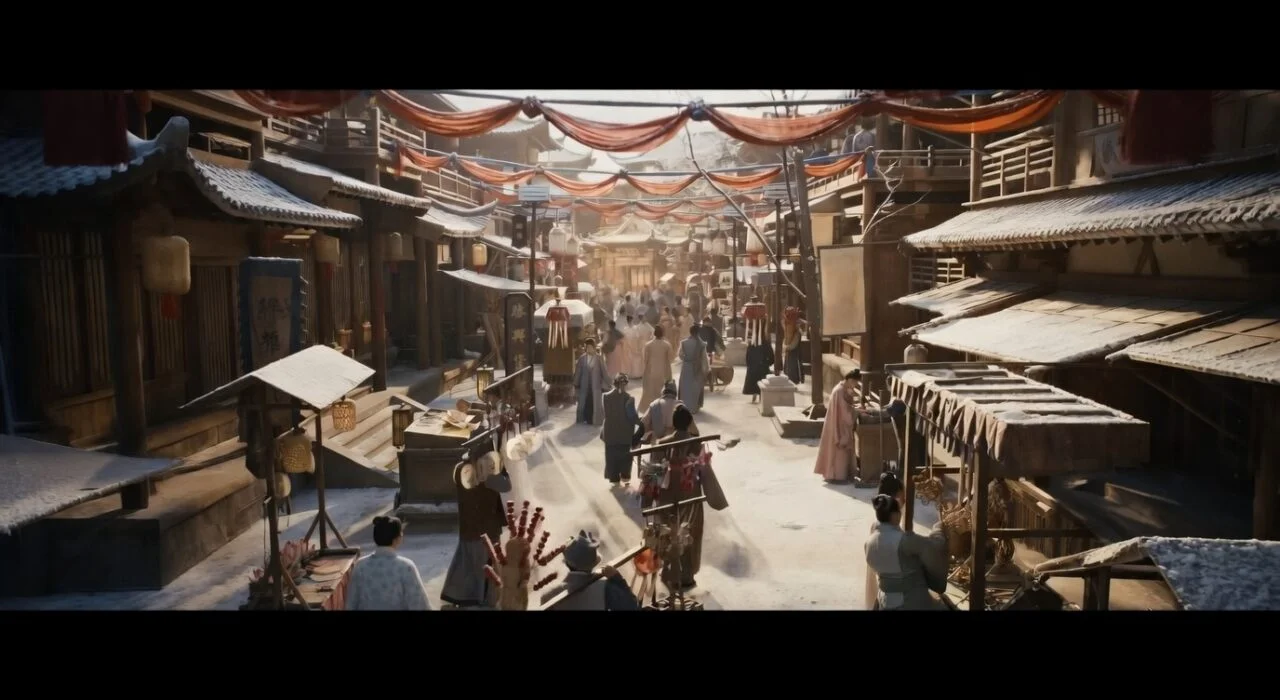 Cenário da vila construída do zero para a série Por você.
