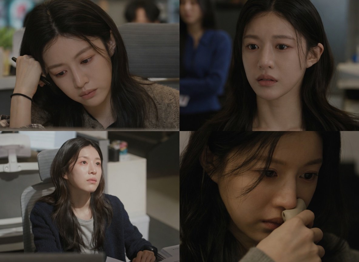 Go Youn-jung como Byeon Eun-ah em uma cena de forte carga emocional no dorama A Gente Tenta.
