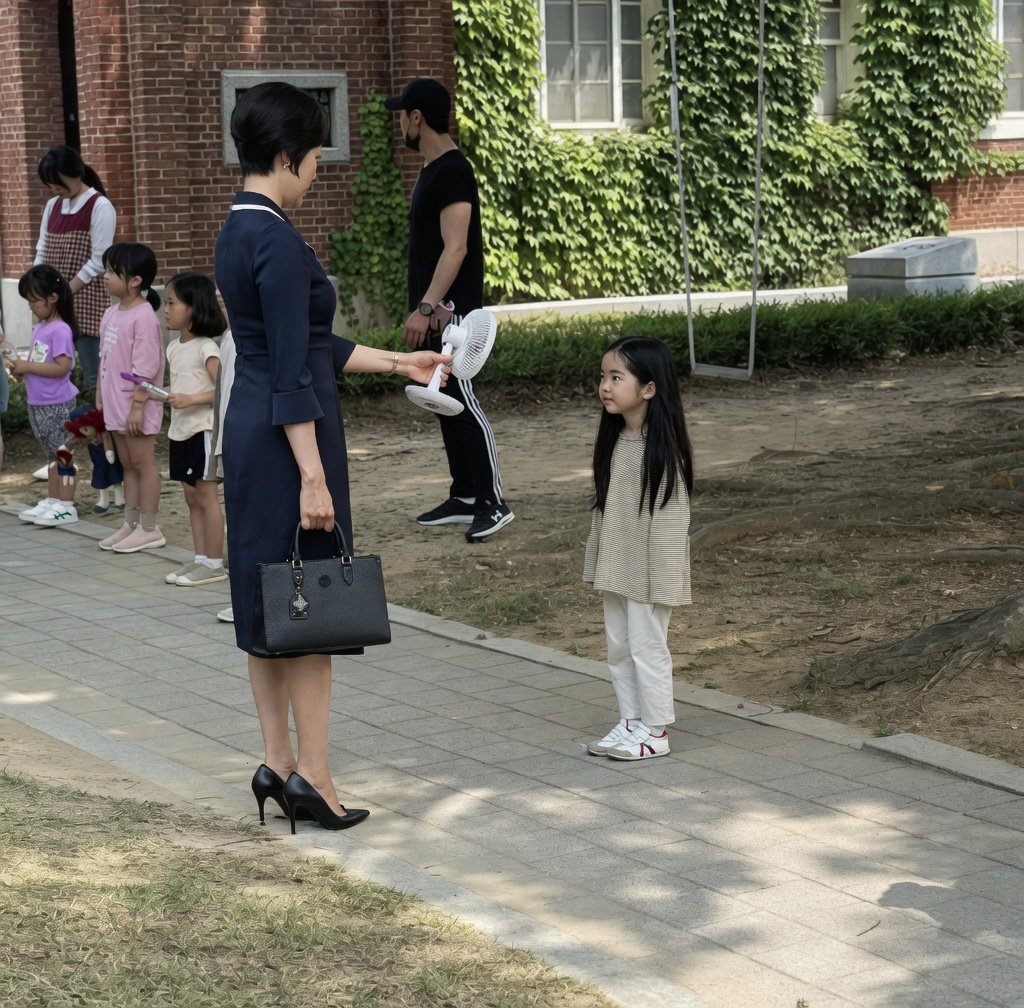Cena de Love in Contract: Park Min-young sorrindo, com um vestido de casamento não convencional. No canto, pequena foto de Oh Eun-seo como a personagem na infância.