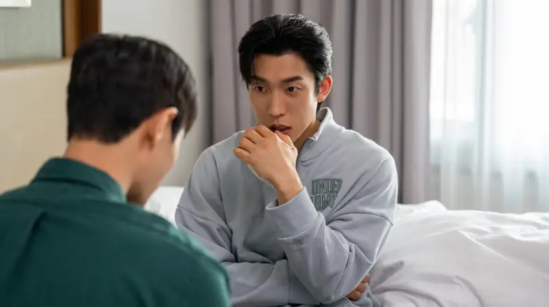 Lee Sang Yi como Hong Woo Jin, em posição de guarda de boxe, suado e focado.