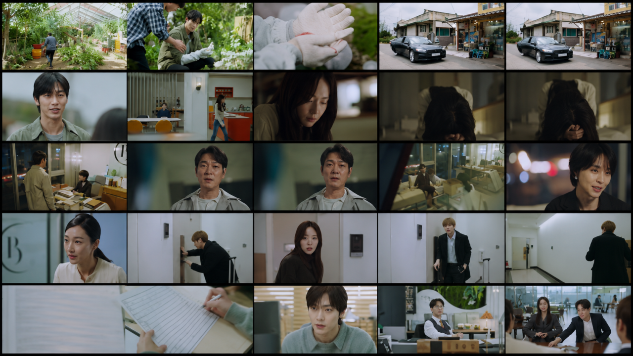 Ahn Hyo-seop e Chae Won-bin de costas um para o outro em um corredor.