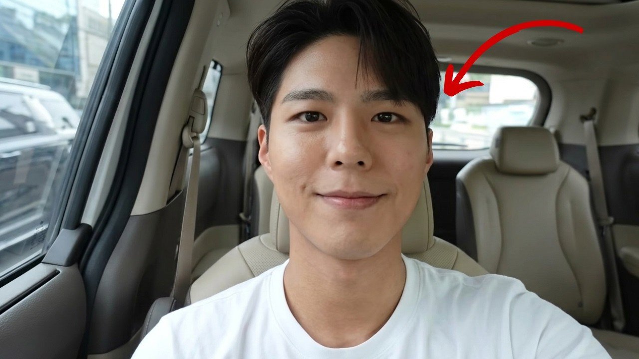 O ator sul-coreano Park Bo Gum olhando para a câmera durante uma transmissão ao vivo.