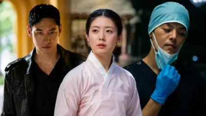 Colagem com personagens dos doramas de vigilantismo Bloody Flower, À Minha Ladra Querida e Taxi Driver 3