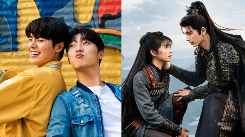 Montagem com cartazes dos doramas Melancia Cintilante e Pursuit of Jade