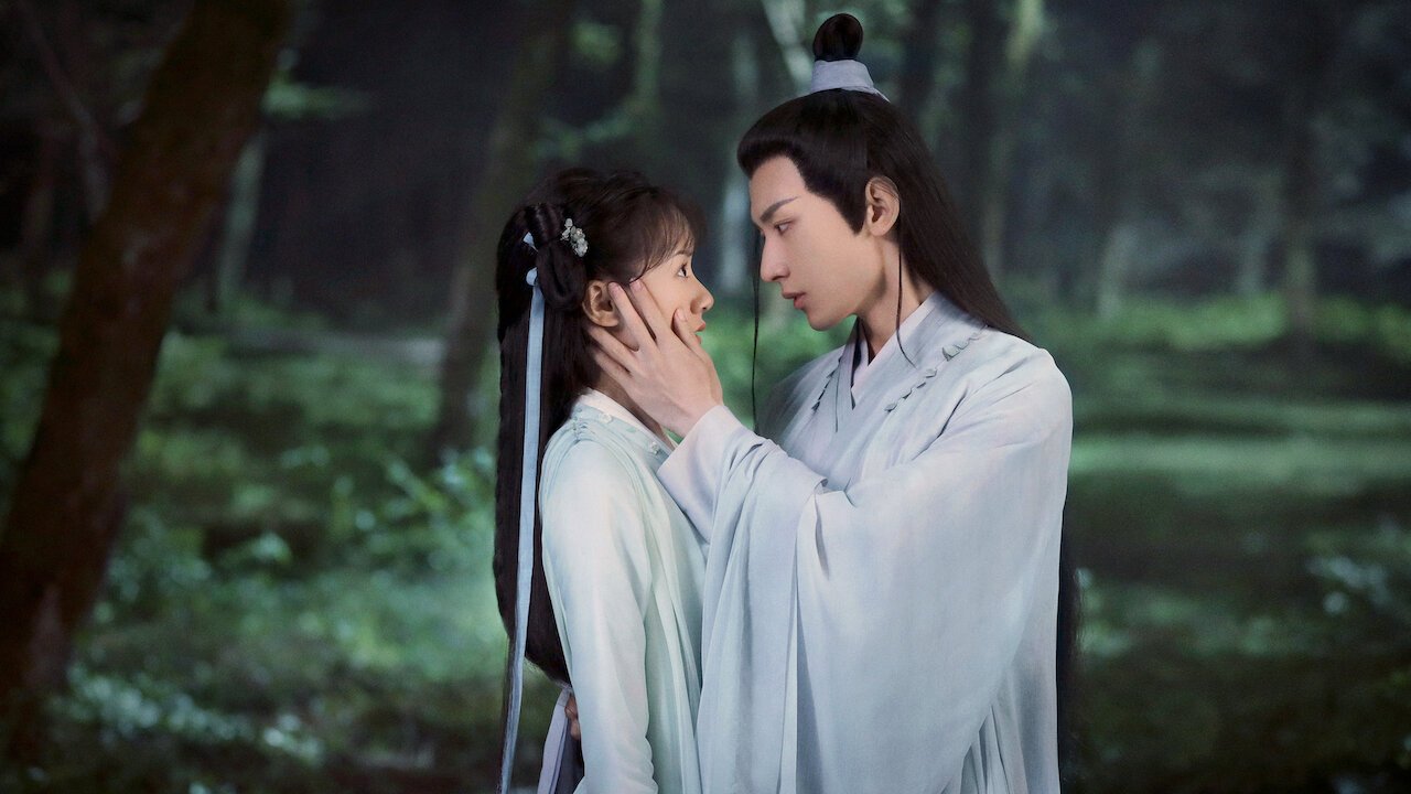 Os personagens Chu Xuanji e Yu Sifeng em momento dramático de Amor e Redenção.