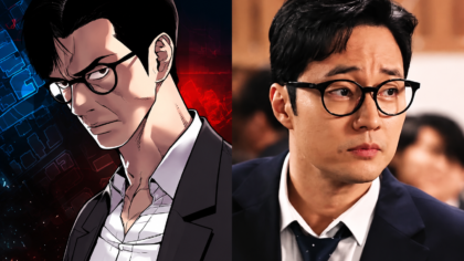 Ator no papel do Agente Kim com expressão séria e olhar focado em cena de ação do dorama.