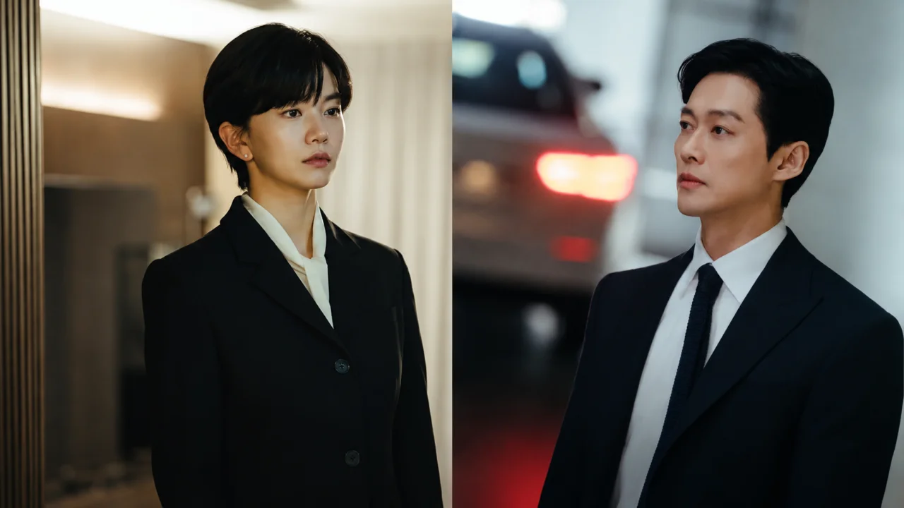 Montagem com os atores Namkoong Min e Lee Seol em cenas de desgaste emocional no dorama O Marido.