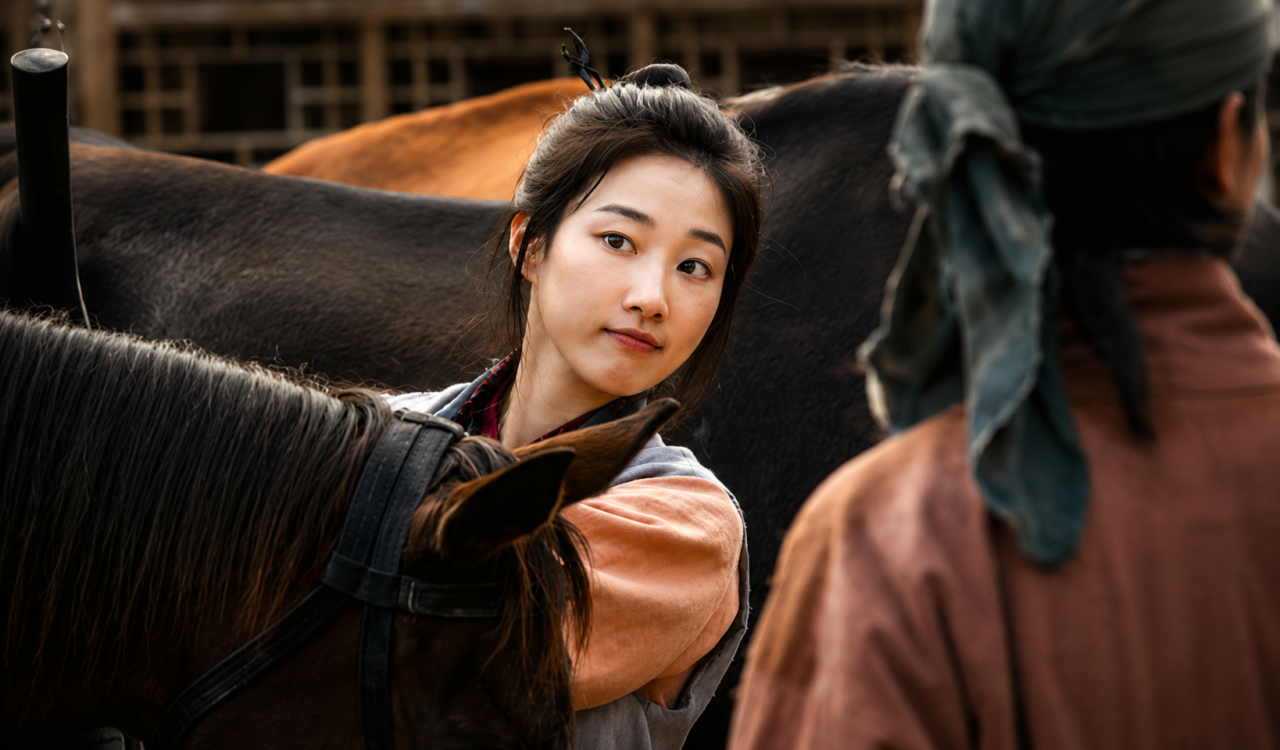 Ha Yoon Kyung em roupas de época interpretando a personagem Geol Seung em Sacred Jewel.