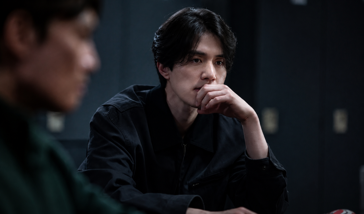 Jeong Jin Man em cena analisando os próximos passos no dorama.