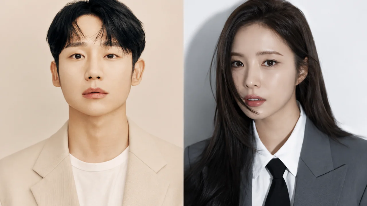 Atores Jung Hae In e Shin Se Kyung, protagonistas do dorama Love Virus, em fotos de divulgação.