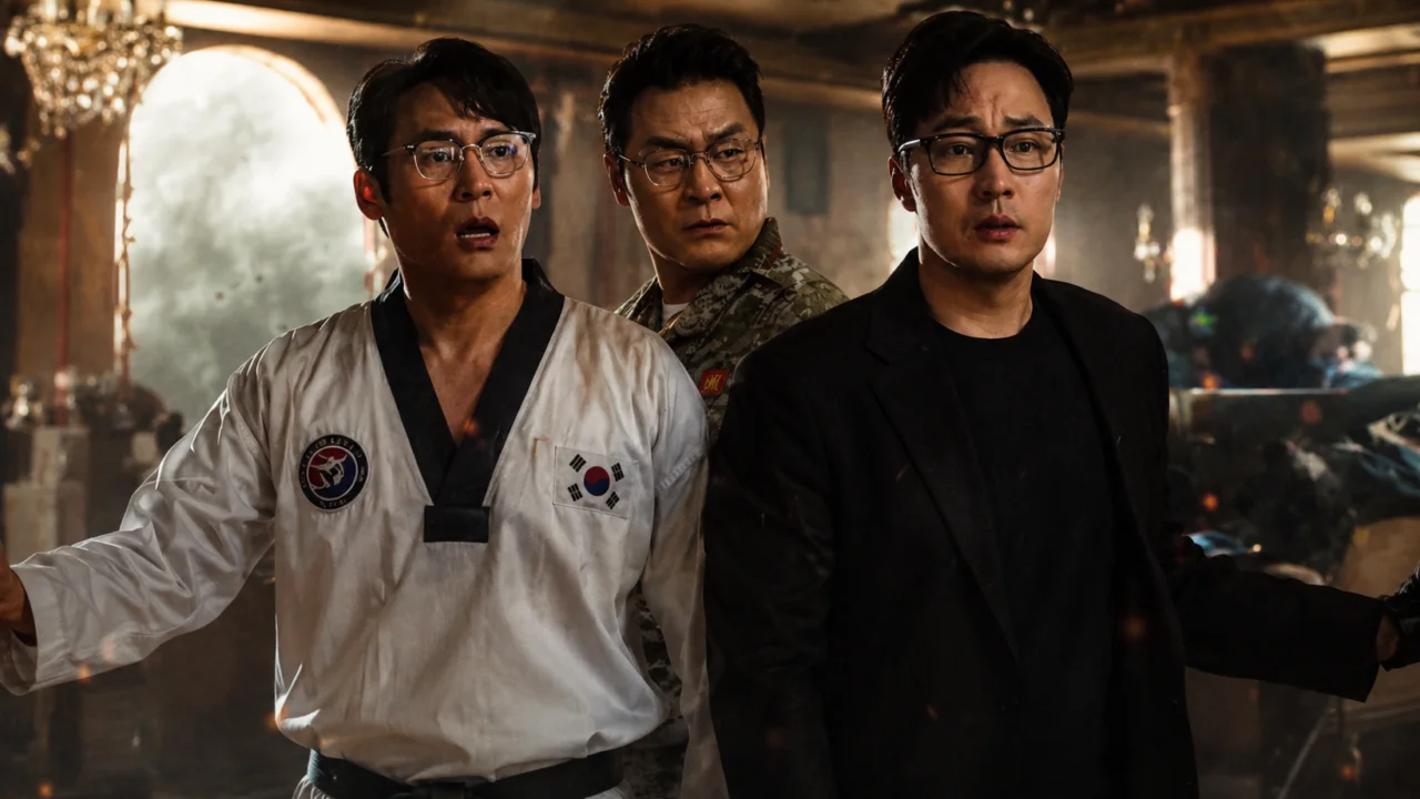 Os atores So Ji Sub, Choi Dae Hoon e Yoon Kyung Ho caracterizados na série Agente Kim: Reativado.