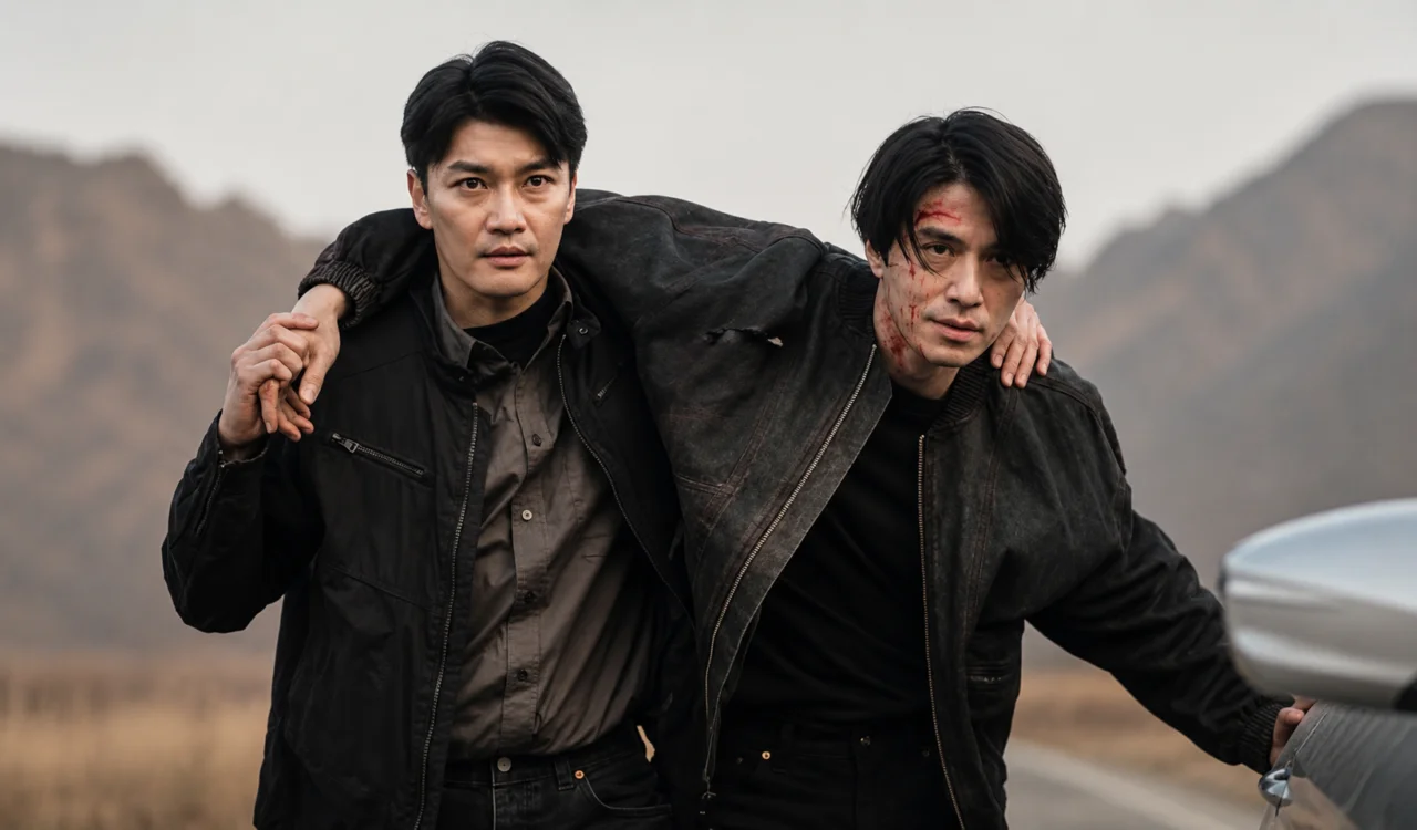 Jin Man descendo de um táxi com ferimentos visíveis no último episódio.