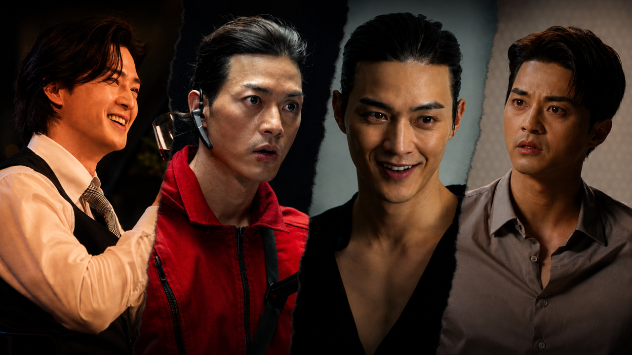 O ator Kim Ji Hoon em cenas de diferentes doramas criminais.