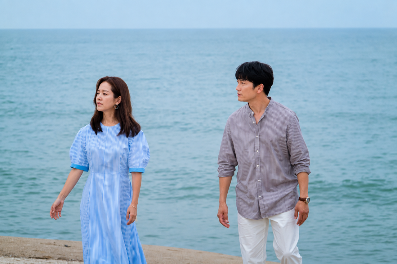 Ji Sung e Han Ji Min caracterizados no dorama Mulher de Família.