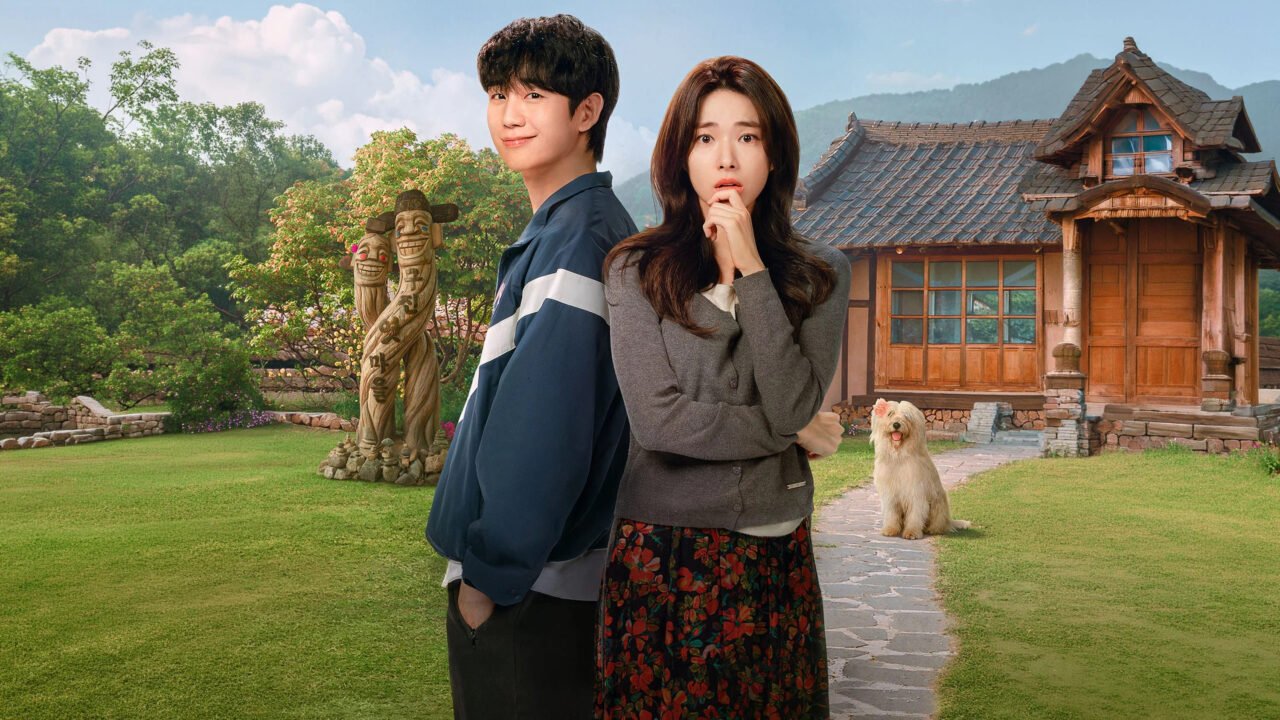 Portada de Um Grude de Amor Jung Hae-in como Jang Tae-ha y Ha Young como Go Eun-sae en Um Grude de Amor.