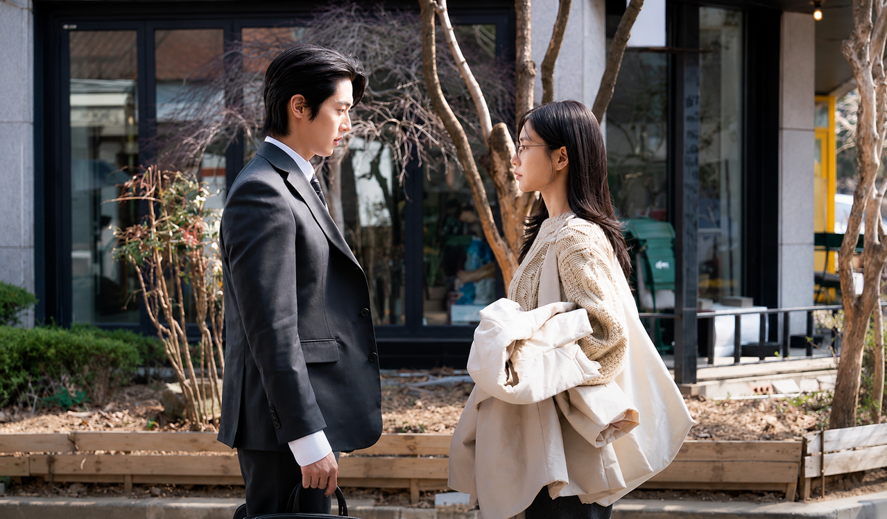 Lee Joo Ahn caracterizado como o advogado Han Tae Seung.