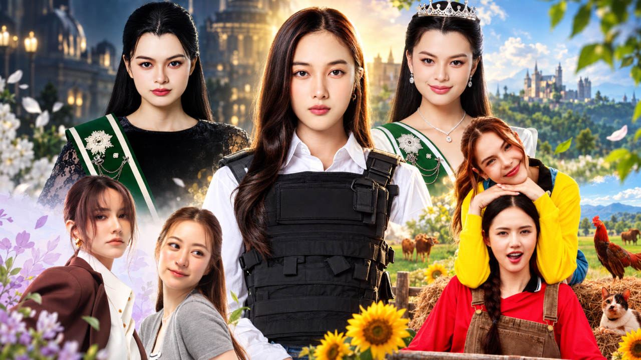 Montagem com protagonistas de cinco séries GL da iQIYI, entre realeza, investigação e romance no campo