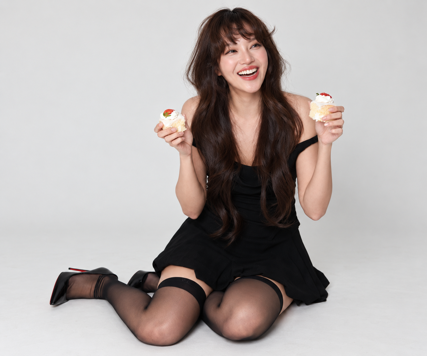 Mae Nisachon smiling in a black outfit