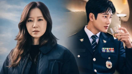 Os atores sul-coreanos Ahn Bo Hyun e Gong Hyo Jin caracterizados em doramas criminais.