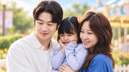 Yoo Bo Na com sua família no episódio final.